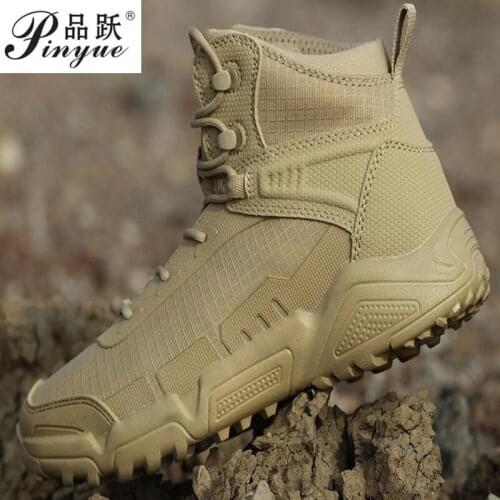 Outdoor Camping Waterproof Wearproof Hiking Shoe Men Climbing Hunting Lightweight Breathable Army Tactical Training Combat Boots