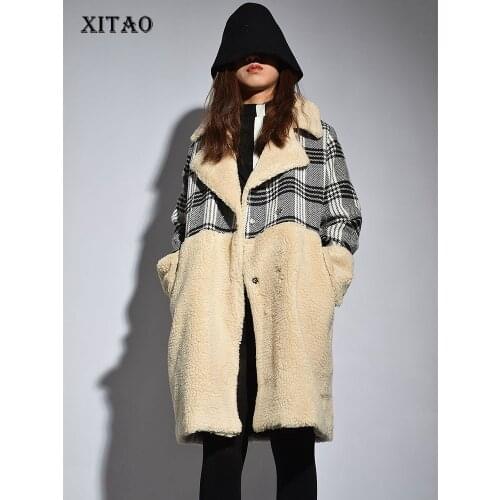 [XITAO] Long Women 2018 Winter Korea Fashion New Turn-down Collar Full Sleeve Loose Coat Female Patchwork Casual Parka LYH2375