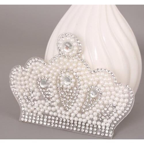 Iron-on Patches Clothes Pearl Crown Hot Drill Stickers Embroidery Patch Sticker Rhinestone Patches Provide Custom Order