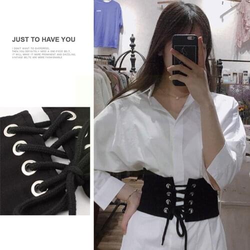 Ladies Fashion Stretch Belt Wide Dress Corset Waistband Strap Black Belt Vintage Wide Seal PU Sculpting Wide Waist Waist