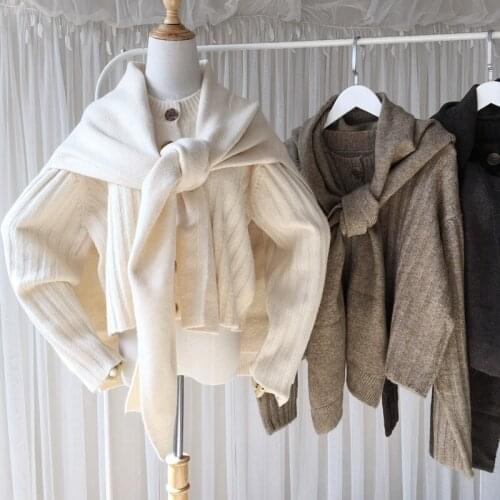 IHOBBY Women New Knitted Shawl Two Pieces Set Sweater Speing New Long-sleeved Round Neck Knitted Sweaters