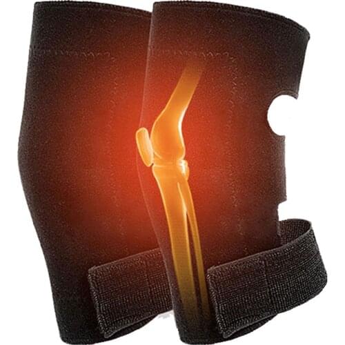 1 Pair Knee Brace Support Pads Adjustable Tourmaline Self-heating Magnetic Therapy Knee Protective Belt Arthritis Knee Massager