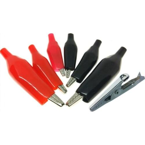 10pcs Metal Alligator Clip Crocodile Electrical Clamp Testing Probe Meter Black Red with Plastic Boot Car Auto Battery