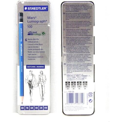 100 Mars Lumograph Professional drawing pencil iron box gift set 6 pcs/box ,12 pcs/box