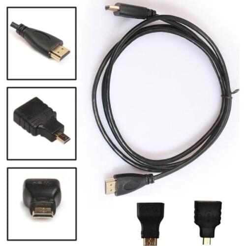 2M 3in1 HDMI-compatible to HDMI-compatible /Mini/Micro HDMI-compatible Adaptor Cable Kit HD Adaptor Cable Kit for Tablet PC TV