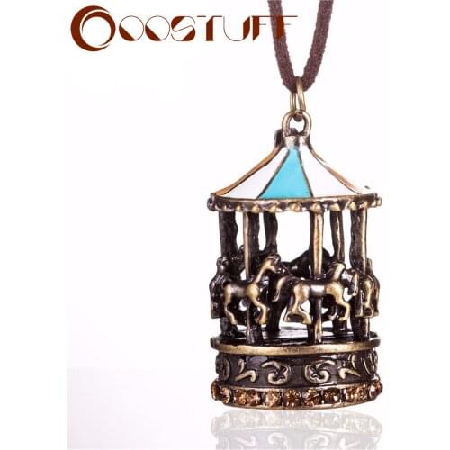 2020 Woman Jewelry Statement necklaces & pendants Carousel Pendant Vintage Long Necklace women christmas gift collares mujer