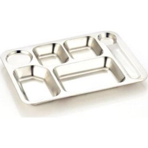 2018 Thickened 304 stainless steel compartment snack plate Student plate staff canteen hotel restaurant school rice bowl