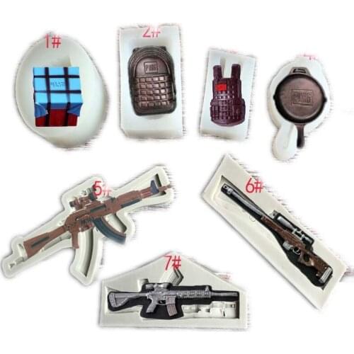 3D DIY baking chocolate cake mold machine gun shaped silicone fondant mold for cake decoration-2