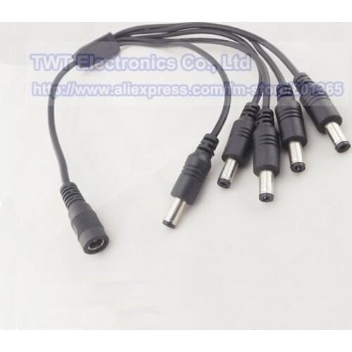 5 Channel Power Cable Splitter For Secuirty System Camera DC 1 Female to 5 Male for CCTV Camera ,10pcs , Free shipping