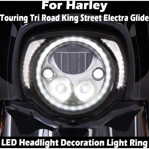 Decoration Accessorie For Harley Touring Tri Road King Street Electra Glide Low FLHTCU Ultra LED Headlight Decoration Light Ring