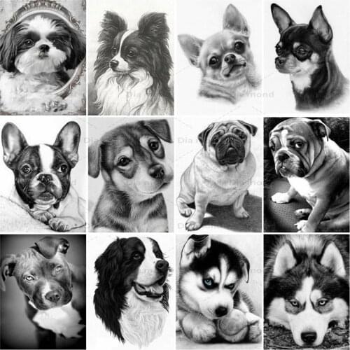 Diamond Embroidery Dog Cross Stitch Full Drill Rhinestones Diamond Painting Dog Animal Mosaic Handmade Gift Home Decoration