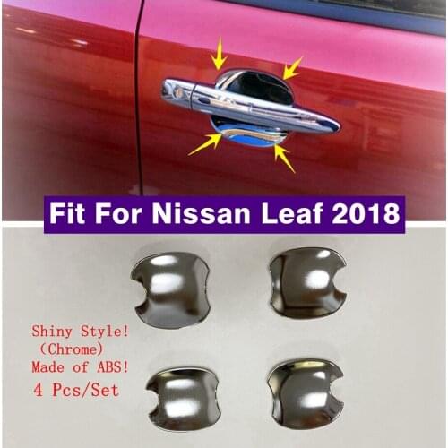Car Accessories Side Door Handle Bowl Catch Cap Protector Kit Cover Trim Fit For Nissan Leaf 2018 ABS Chrome Exterior Refit Kit