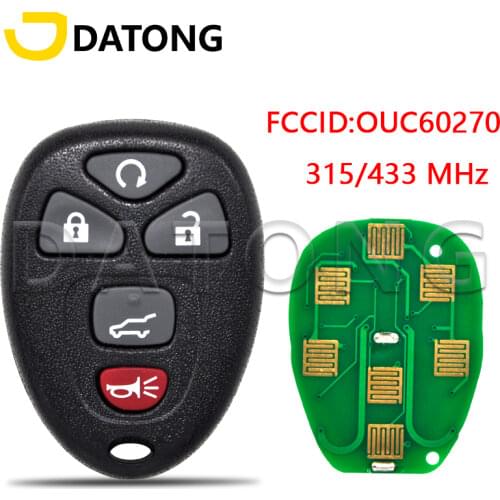 Datong World Car Remote Key For GMC FCC ID OUC60270 315 Mhz Or 433Mhz 5 Button Auto Smart Control Blank Key