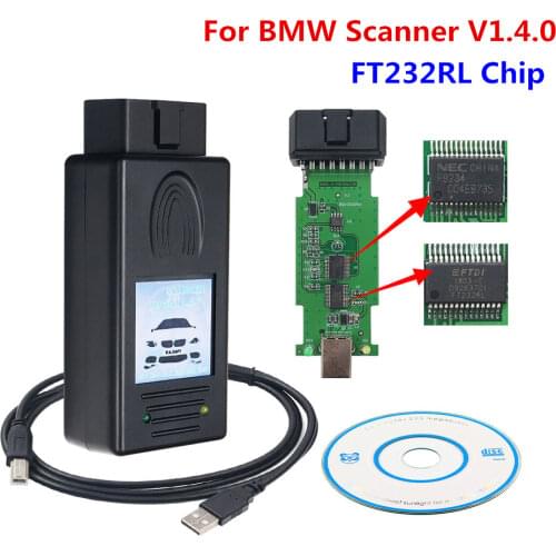 OBD2 Auto Scanner 1.4.0 For BMW Scanner Diagnostic Tool Unlock Version 1.4 With FT232RL Chip PA Soft V1.4.0 For BMW Scanner 1.4