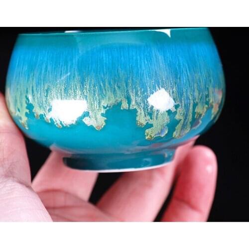 Tianmu Kiln Tea Cup Purple Sand Porcelain Teacup Drinkware Ceramic Cup Chinese Gift Tea Bowl For Home Decor