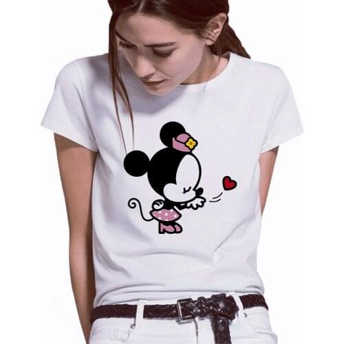 Disney T Shirt Women Short Sleeve O Neck Loose Minnie Mouse Print Tshirt Ladies Summer Girls Tee Shirt Tops Camisetas Mujer