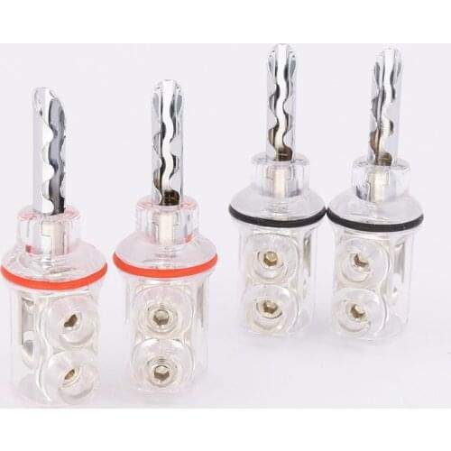 Hifi audio 4pcs/pack 4mm Rhodium plated BFA banana Transparent Cover Audio Banana Plug for speaker cable