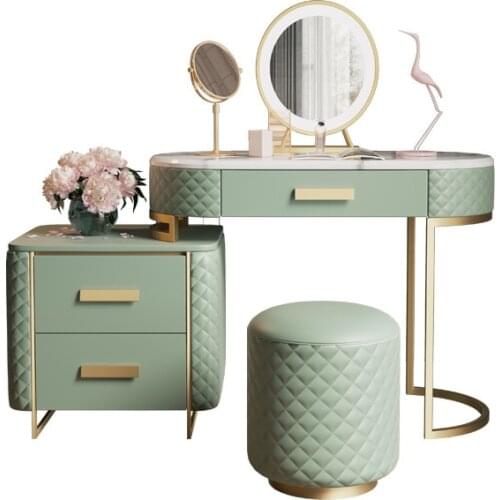 Italian light luxury dressing table LED light bedroom Nordic solid wood marble simple dressing table