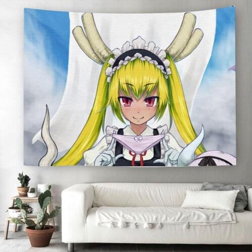 Kobayashi-san Chi no Maid Dragon Tapestry Wall Hanging Polyester Bedroom Decor Bedspread Beach Mat Blanket Yoga Mat Tapestries