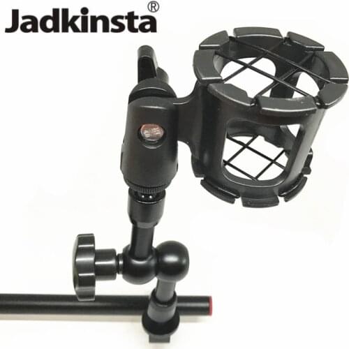 3in1 Kit Anti-Shock Microphone Suspension Shock Mount Holder Clip +Adjustable Friction Articulating Magic Arm+15mm Rod DSLR Rig