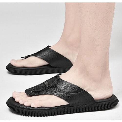 Summer Men Flip Flops genuine leather High Quality outdoor Beach Sandals men Anti-slip Zapatos Hombre Casual Shoes Wholesale