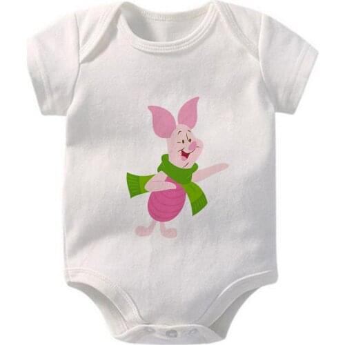 Newborn Baby Summer Rompers Infant Bodysuits Short Sleeve Jumpsuit Cartoon Winnie The Pooh Pig Ropa Bebe Baby Boy Girl Clothes