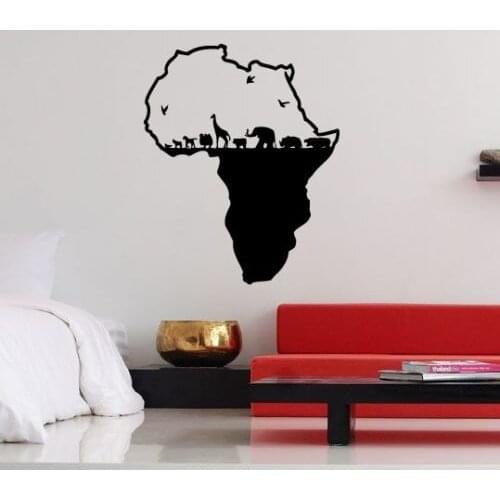 Hot Selling Vinyl Wall Stickers Decals Cool Africa Huge Continent Elephant Home Design Mural Interior Creative Decorative LA720