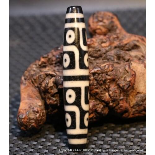 Magic Power Energy Tibetan Old Agate 12 Eye Long Master dZi Bead Amulet Pendant LKbrother Talisman UPD210528A1