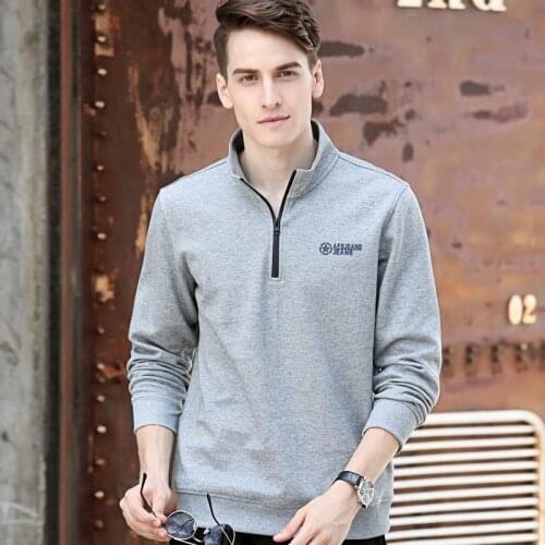 Mens Hoodie Jacket Sweat shirt Autumn Long-Sleeved Sports Half Zip Stand Collar Jacket