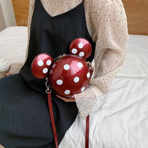 Disney spring and summer new cute polka dot small handbag female bag polka dot pop shoulder bag mickey mouse bag
