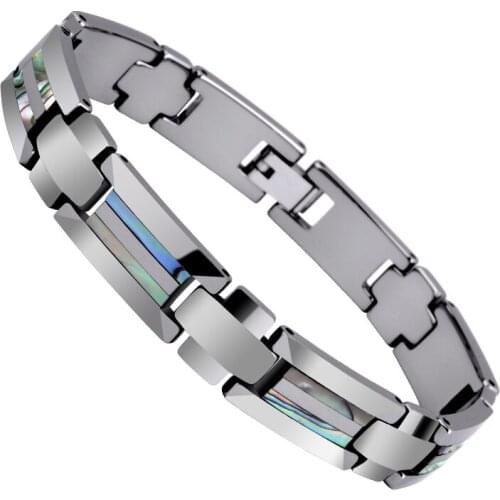 New Fashion 85.7% Tungsten Steel Bracelets for Man Colorful Deep Sea Inlay in Surface 18.5cm/21cm Length Free Shipping