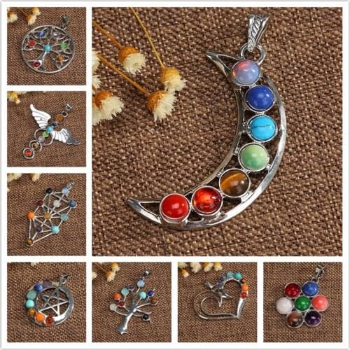 New Fashion Natural Stone Crystal Pendant For Women Seven Chakras Religious National 12 Style Pendants Hanging Jewelry Gifts