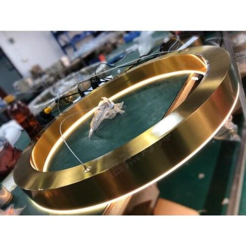 Postmodern factory direct stainless steel circle round chandelier simple creative living room dining room bedroom LED lamps