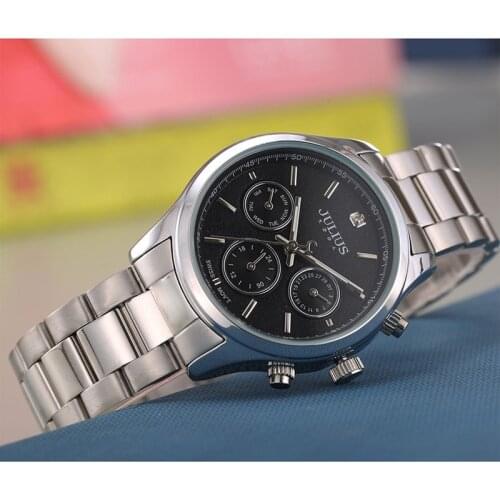 Real Multi-functions Womens Watch ISA Quartz Fashion Crystal Fine Hours Sport Stainless Steel Girl Birthday Gift Julius Box