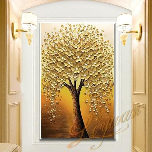 Hand Painted 3D Knife Gold Tree Painting Modern Abstract Paintings Oil Painting On Canvas Home Decoration wall For Home Decor