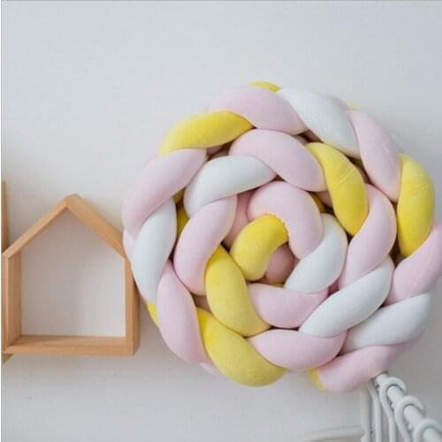 2M Nordic Crib Fence Woven Handmade Twist Three-strand Bed Surround Baby Woven Pillow Child Anti-collision anti-drop Bumper