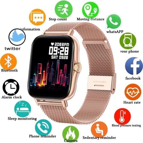 2021 Fashion Smart Watch Ladies Heart Rate Blood Pressure Multifunctional Sport Watch Men Woman Waterproof Smartwatch Women +Box