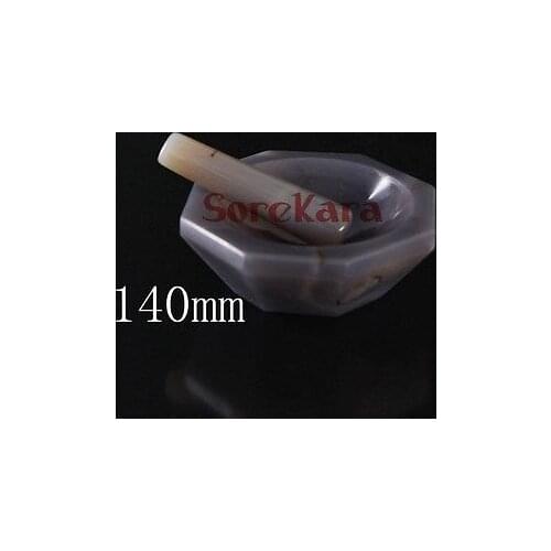 140mm Agate Mortar and Pestle Mixing Grinding Bowl Set Lab Kit Tools Agate Stone Mortar
