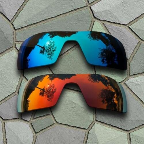 Sky Blue&Red Orange Sunglasses Polarized Replacement Lenses for Oakley Oil Rig