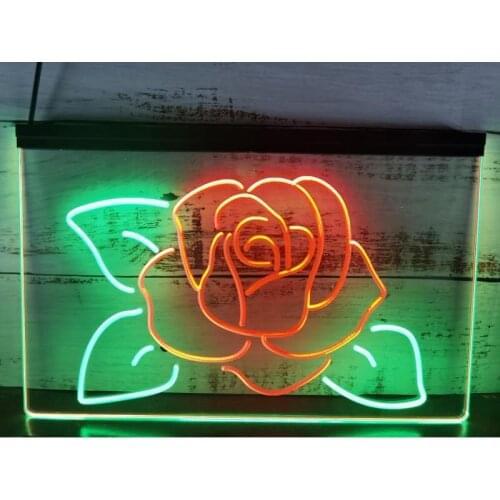 SS114 Rose Flower Home Décor Dual Color LED Neon Sign