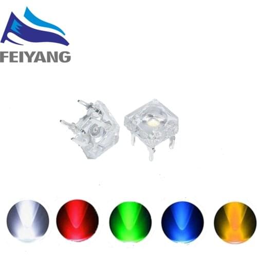 100Pcs 5mm F5 Piranha LED White Red Yellow Amber Clear 5mm LED Diode Light-Emitting-Diodes 4-pins Piranha LED Diodos Brightness