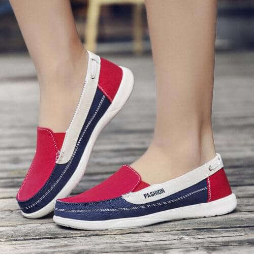 Women Canvas Walking Shoes Low Breathable Women Solid Color Flat Casual Shoes