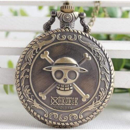 Vintage Steampunk Skull One Piece Pocket Watch Cartoon Anime Watch Pocket Watch Quartz Movement Fob Watch