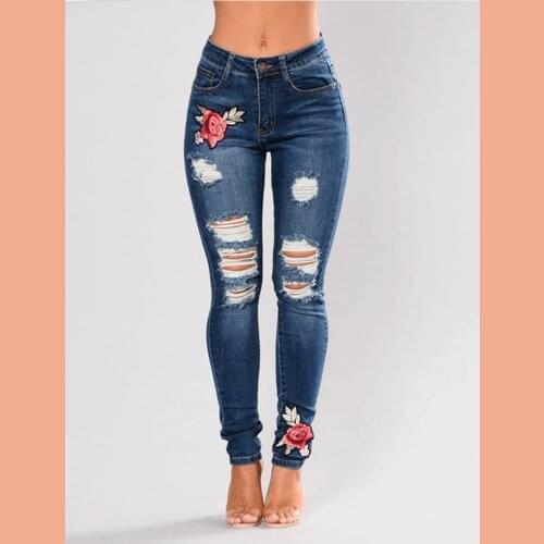 XIUCHENGNW Women's Jeans With Embroidery