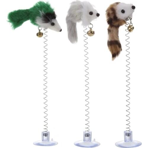 3Pcs Funny Cat Toys Elastic Feather False Mouse Bottom Sucker Toys for Cat Kitten Playing Pet Seat Scratch Toy Pet Cat Product
