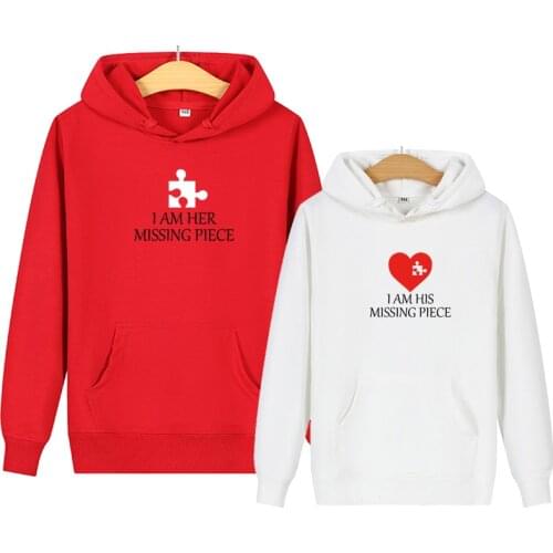 Funny Couple Hoodies Lovers I Am Her Missing Piece & I Am His Missing Piece Harajuku Matching Women Men Sweatshirt Oversized 4XL