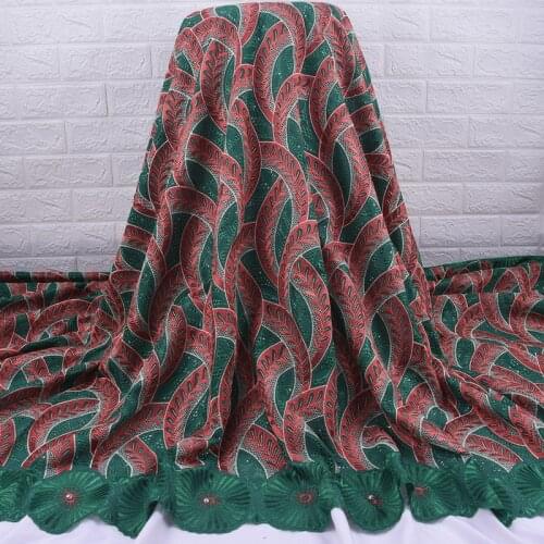 Zhenguiru Green Cotton Swiss Fabric High Quality African Lace Fabric Embroidery Mesh Nigerian Fabric For Women Party Dress A1971