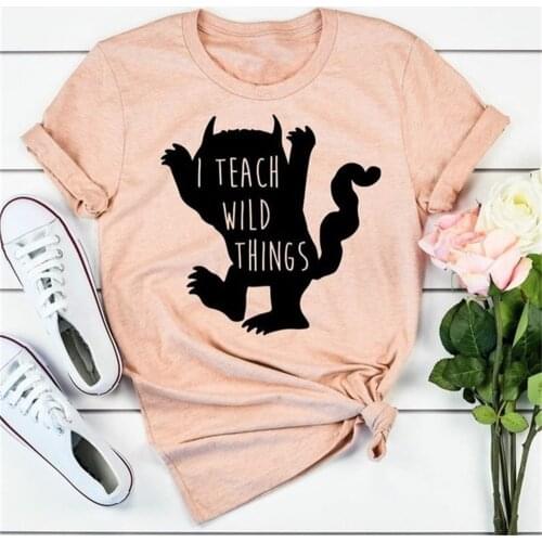 New Womens Fashion I Teach Wild Things Shirt Teacher Tee T-Shirts women graphic funny tees tops TX5367