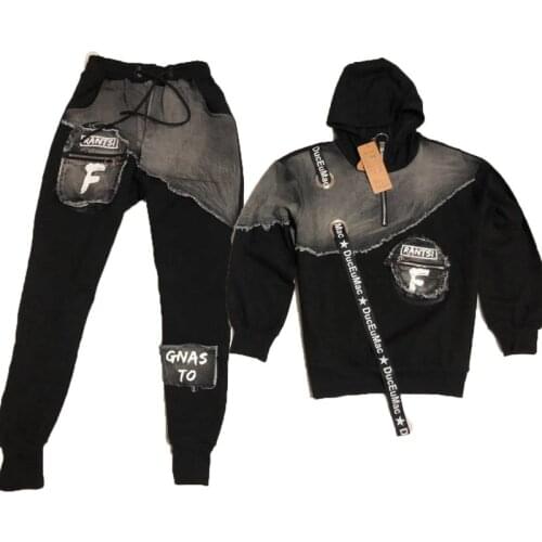 2pcs women tracksuit crop hoodies set 2020 Hip hop style mens hoodies sweatershirt and pants casual sport couple suit