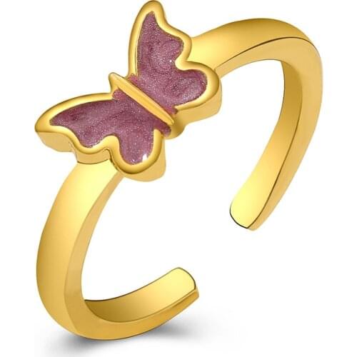 Butterfly Open Rings for Women Fashion Butterfly Adjustable Ring Blue Pink Drop Oil Ring Simple Jewelry Couple Rings